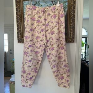 LoveShackFancy Etty jogger pants NWT ultra violet clouds floral sweatpants L